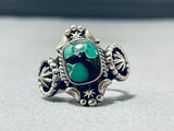 Dramatic Native American Navajo Frogskin Turquoise Sterling Silver Ring-Nativo Arts