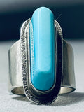 Authentic Tommy Jackson Vintage Native American Navajo Turquoise Sterling Silver Ring-Nativo Arts