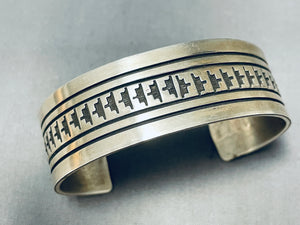 One Of The Most Unique Native American Navajo Stamp Sterling Silver Bracelet-Nativo Arts