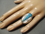Thick And Heavy!! Vintage Native American Navajo Zuni Turquoise Sterling Silver Pearl Ring Old-Nativo Arts