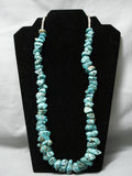 Chunky Huge Vintage Native American Navajo Spiderweb Turquoise Nuggets Necklace Old-Nativo Arts