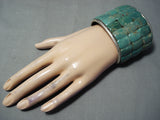 Best Native American Squared Green Turquoise Sterling Silver Bracelet-Nativo Arts