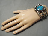 Museum Vintage Native American Navajo Old Morenci Turquoise Sterling Silver Bracelet-Nativo Arts