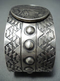 Spectacular Native American Navajo Sterling Silver Coin Bracelet-Nativo Arts