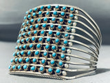 Towering 10-story Vintage Native American Zuni Turquoise Sterling Silver Snake Eyes Bracelet-Nativo Arts
