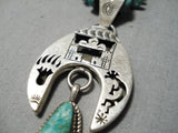 Amazing Vintage Native American Navajo Jeff James Sterling Silver Turquoise Necklace-Nativo Arts
