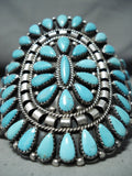 Astounding Vintage Native American Navajo Turquoise Sterling Silver Bracelet Signed-Nativo Arts