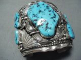 One Of Biggest Best Vintage Native American Navajo Men's Turquoise Sterling Silver Bracelet-Nativo Arts