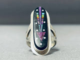 Sammy Smith Signed Fabulous Purple Native American Navajo Jet Sterling Silver Ring-Nativo Arts
