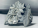 Massive Chief Feather Sterling Silver Southwestern Bracelet-Nativo Arts