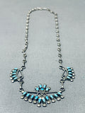 Gorgeous Vintage Native American Zuni Turquoise Sterling Silver Necklace Old-Nativo Arts