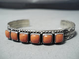 Sara Sandoval Navajo Native American Coral Sterling Silver Bracelet-Nativo Arts