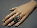 Rare Vintage Hopi Green Turquoise Native American Sterling Silver Ring Old-Nativo Arts