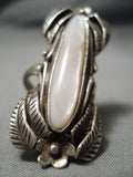 Stunning Vintage Navajo Long Pearl Leaf Sterling Silver Native American Ring-Nativo Arts