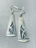 Important Stewart Dacawyma Vintage Native American Hopi Sterling Silver Earrings-Nativo Arts