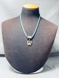 Fascinating Vintage Native American Navajo Turquoise Sterling Silver Butterfly Necklace-Nativo Arts