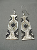 Important Native American Navajo Rug Design Sterling Silver Dan Jackosn Earrings-Nativo Arts