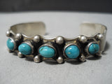 Incredible Vintage Native American Navajo Blue Caeico Lake Turquoise Sterling Silver Bracelet-Nativo Arts