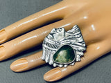Striking San Felipe Damale Turquoise Sterling Silver Chief Ring-Nativo Arts