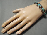 Wonderful Vintage Native American Navajo Turquoise Sterling Silver Bracelet Old-Nativo Arts