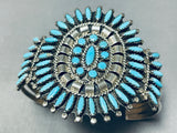 Tremendous Vintage Native American Navajo Turquoise Cluster Sterling Silver Bracelet-Nativo Arts