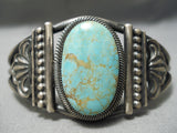 Opulent Vintage Native American Navajo Carico Lake Turquoise Sterling Silver Bracelet-Nativo Arts
