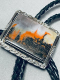 Natural Photograph Stone Vintage Native American Navajo Petrified Wood Sterling Silver Bolo Tie-Nativo Arts