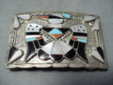 Bob Shank Vintage Zuni Turquoise Sterling Silver Buckle Native American Old-Nativo Arts