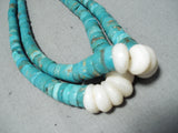 Fascinating Vintage Native American Navajo Kingman Royston Turquoise Shell Jacla Necklace-Nativo Arts