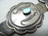 Authentic Vintage Native American Navajo Harry Morgan Turquoise Sterling Silver Concho Belt-Nativo Arts