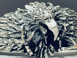 Native American Extreme Detail Vintage Eagle Sterling Silver Bracelet Cuff-Nativo Arts
