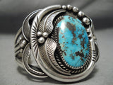 Museum Quality Vintage Native American Navajo Huge Bisbee Turquoise Sterling Silver Bracelet Old-Nativo Arts