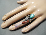 Superior Vintage Turquoise Sterling Silver Ring Native American Old-Nativo Arts