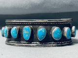 Rare Vintage Native American Navajo Pilot Mountain Turquoise Sterling Silver Bracelet Old-Nativo Arts