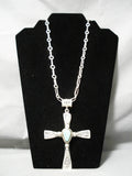 Heavy Heavy Native American Navajo Royston Turquoise Sterling Silver Cross Necklace-Nativo Arts