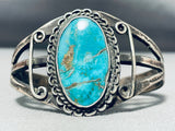 Early 1900's Vintage Native American Navajo Turquoise Sterling Silver Bracelet-Nativo Arts
