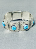 One Of The Best Vintage Native American Navajo Link Sterling Silver Turquoise Bracelet-Nativo Arts