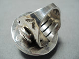 Beautiful Vintage Native American Navajo Turquoise Earth Dome Sterling Silver Ring-Nativo Arts