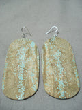 One Of The Biggest Ever #8 Turquoise Native American Sterling Silver Earrings-Nativo Arts