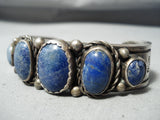 Thick Vintage Native American Navajo Lapis Sterling Silver Bracelet Cuff-Nativo Arts
