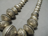 One Of The Heaviest Vintage Native American Navajo Sterling Silver Coin Necklace Old-Nativo Arts