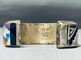 Dean Brown Jaw Dropping Vintage Native American Navajo Turquoise Inlay Sterling Silver Bracelet-Nativo Arts
