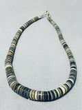 Native American Authentic Vintage Santo Domingo Brown Shell Sterling Silver Choker Necklace-Nativo Arts
