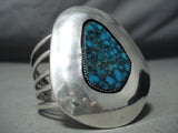 One Of The Biggest Vintage Native American Navajo Morenci Turquoise Sterling Silver Bracelet-Nativo Arts