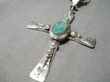 Exquisite Native American Navajo Royston Turquoise Sterling Silver Cross Necklace-Nativo Arts