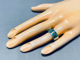 Noteworthy Vintage Native American Navajo Green Turquoise Sterling Silver Ring-Nativo Arts