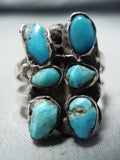 Marvelous Vintage Native American Navajo Turquoise Sterling Silver Ring Old-Nativo Arts