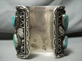 Native American 300 Grams Big Best Vintage Men's Navajo Turquoise Sterling Silver Bracelet-Nativo Arts