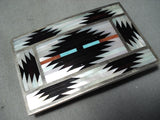 Talented Detail Vintage Native American Zuni Dishta Turquoise Sterling Silver Buckle-Nativo Arts