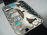 Native American One Of The Most Detailed Vintage Navajo Turquoise Sterling Silver Concho Belt-Nativo Arts